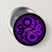 Lila und schwarze Yin Yang Chinese-Drachen Button (Vorne & Hinten)