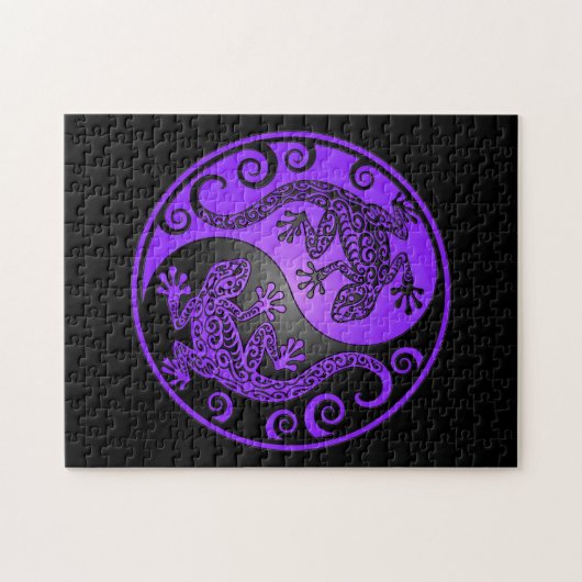 Lila und schwarze Yin Yang Geckos Puzzle (Horizontal)