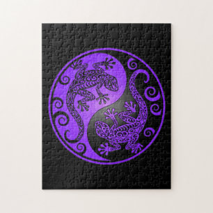 Lila und schwarze Yin Yang Geckos Puzzle