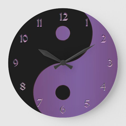 Lila und schwarze Yin Yang Uhr (Vorderseite)