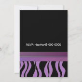Lila und schwarze Zebra Print Einladung zum Geburt (Rückseite)