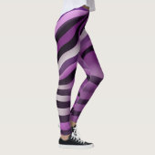 Lila und schwarze Zebra Streifen Abstrakte Kunst Leggings (Rechts)