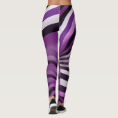 Lila und schwarze Zebra Streifen Abstrakte Kunst Leggings (Rückseite)