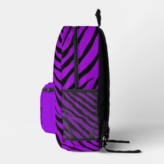 Lila und schwarze Zebrastreifen Personalisiert Bedruckter Rucksack (Rechts)