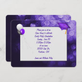 lila und schwarzer Abschluss Einladung (Vorne/Hinten)