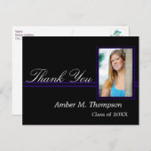 Lila und schwarzer Abschluss Vielen Dank, Postcard Postkarte (Vorne/Hinten)