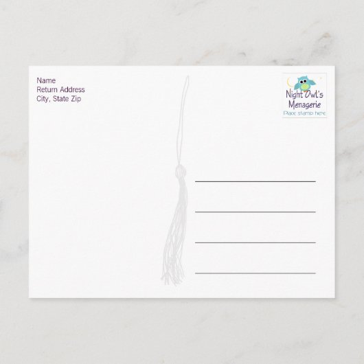 Lila und schwarzer Abschluss Vielen Dank, Postcard Postkarte (Rückseite)