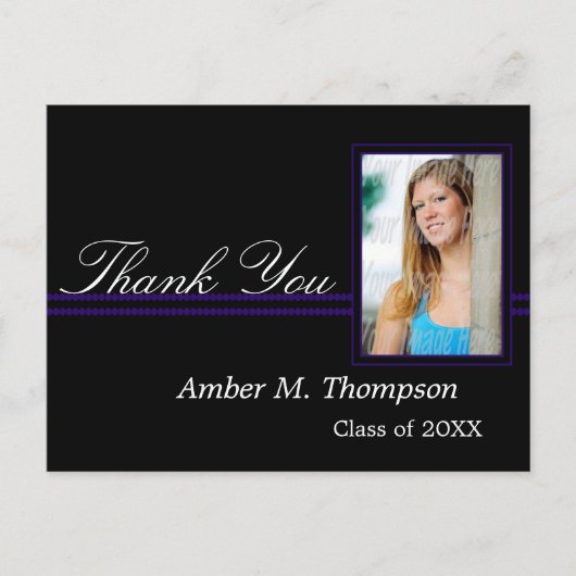 Lila und schwarzer Abschluss Vielen Dank, Postcard Postkarte (Vorderseite)