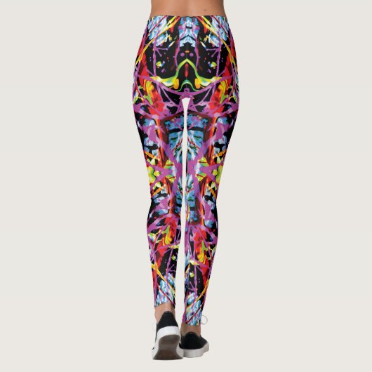 Lila und schwarzer ätherischer Krampfanfall Spritz Leggings (Rückseite)