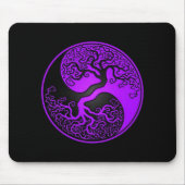 Lila und schwarzer Baum des Lebens Yin Yang Mousepad (Vorne)