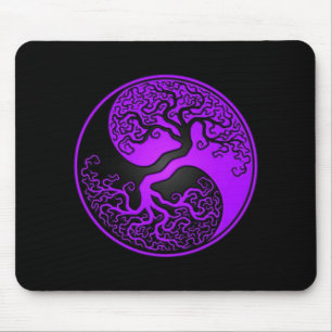 Lila und schwarzer Baum des Lebens Yin Yang Mousepad