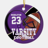 Lila und schwarzer Breitenfußball Keramik Ornament (Vorne)