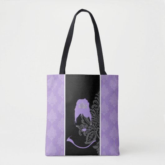 Lila und schwarzer Damast Tasche (Vorderseite)