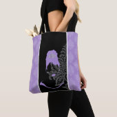 Lila und schwarzer Damast Tasche (Von Nahem)