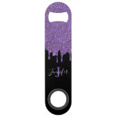 Lila und schwarzer Glitzer Speed Flaschenöffner (Vorderseite)
