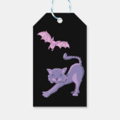 Lila und schwarzer Halloween Geburtstag danke Geschenkanhänger (Rückseite)
