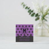 LILA UND SCHWARZER HALLOWEEN POLKA-HUND QUADRATISCHE VISITENKARTE (Stehend Vorderseite)