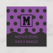 LILA UND SCHWARZER HALLOWEEN POLKA-HUND QUADRATISCHE VISITENKARTE (Vorderseite)