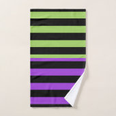 Lila- und schwarzer Halloween-Streifen Badhandtuch Set (Handtuch)