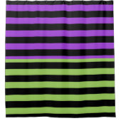 Lila- und schwarzer Halloween-Streifen Duschvorhang (Vorderseite)