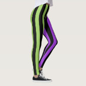 Lila- und schwarzer Halloween-Streifen Leggings (Rechts)