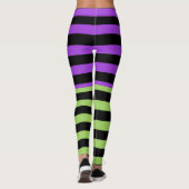 Lila- und schwarzer Halloween-Streifen Leggings (Rückseite)