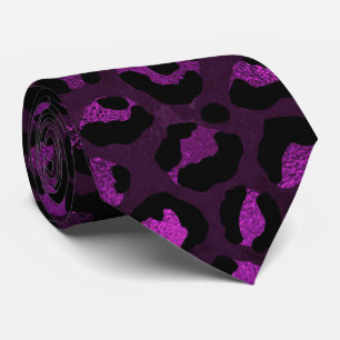 Lila und schwarzer Leopardenprint Krawatte