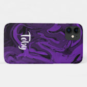 Lila und schwarzer Marmor Case-Mate iPhone Hülle (Rückseite (Horizontal))