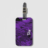 Lila und schwarzer Marmor Gepäckanhänger (Vorderseite Vertikal)