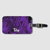 Lila und schwarzer Marmor Gepäckanhänger (Vorderseite (Horizontal))