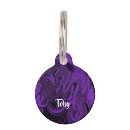 Lila und schwarzer Marmor Haustiermarke