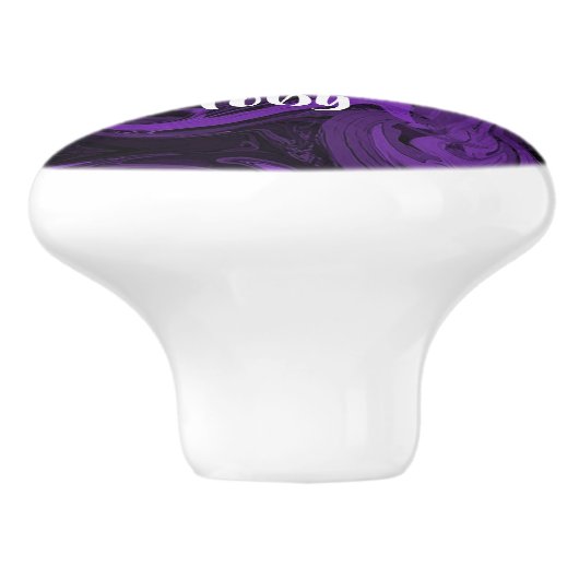 Lila und schwarzer Marmor Keramikknauf (Seitenansicht)