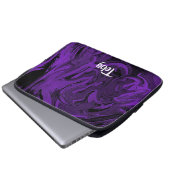 Lila und schwarzer Marmor Laptopschutzhülle (Vorne Knopf)