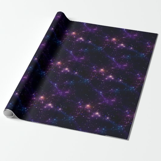Lila und schwarzer Nachthimmel Geschenkpapier (Ungerollt)