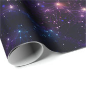Lila und schwarzer Nachthimmel Geschenkpapier (Rolleneckpunkt)