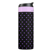 Lila und schwarzer Polka-Dot-Special Thermosbecher (Nach links gedreht)