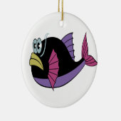 Lila und schwarzer Pufffisch Keramik Ornament (Rechts)