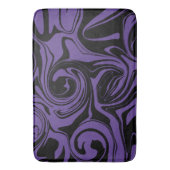 Lila und schwarzer Retromarmorwirbel Badematte (Vorderseite Vertikal)