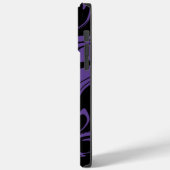 Lila und schwarzer Retromarmorwirbel Case-Mate iPhone Hülle (Rückseite / Links)