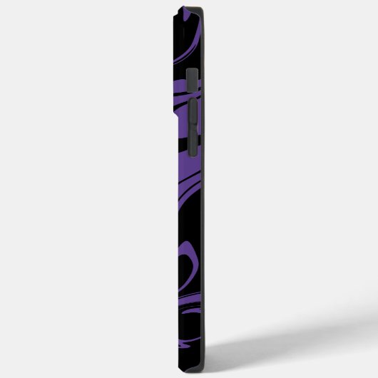 Lila und schwarzer Retromarmorwirbel Case-Mate iPhone Hülle (Rückseite / Links)