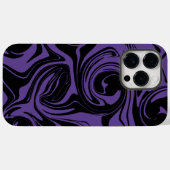 Lila und schwarzer Retromarmorwirbel Case-Mate iPhone Hülle (Rückseite (Horizontal))