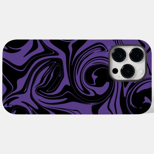 Lila und schwarzer Retromarmorwirbel Case-Mate iPhone Hülle (Rückseite (Horizontal))