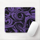 Lila und schwarzer Retromarmorwirbel Mousepad (Mit Mouse)