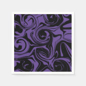 Lila und schwarzer Retromarmorwirbel Serviette (Vorderseite)