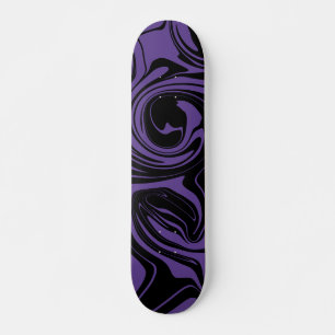 Lila und schwarzer Retromarmorwirbel Skateboard