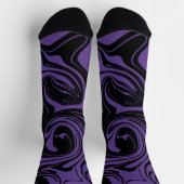 Lila und schwarzer Retromarmorwirbel Socken (Oben)