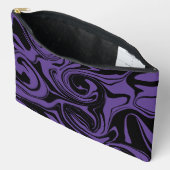 Lila und schwarzer Retromarmorwirbel Zubehörtasche (Offen)