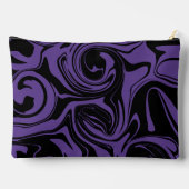 Lila und schwarzer Retromarmorwirbel Zubehörtasche (Rückseite)