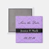 Lila und schwarzer Rett-Datums-Damaskus-Hochzeitsm Magnet (Vorderseite/Rückseite)