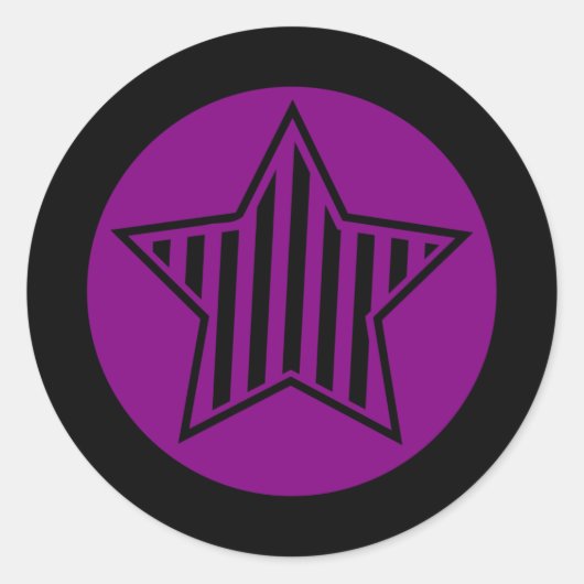 Lila und schwarzer Star-Round-Aufkleber Runder Aufkleber (Vorderseite)